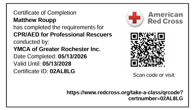 CPR and AED certification