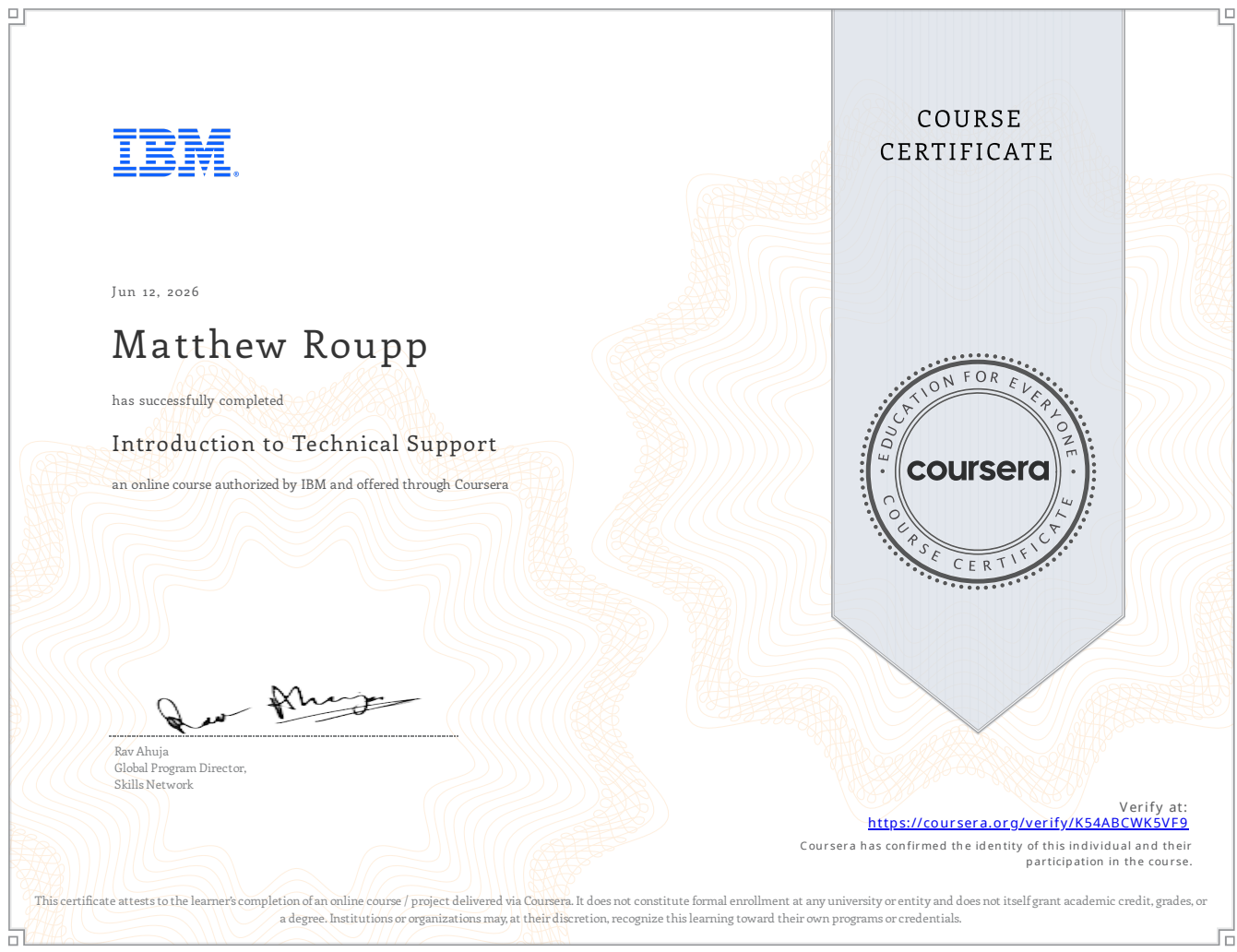 Introduction to Technical Support Certificate