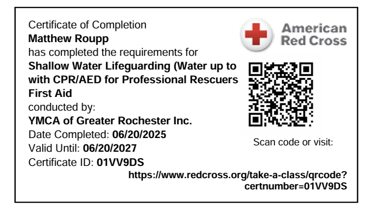 Lifeguard certification